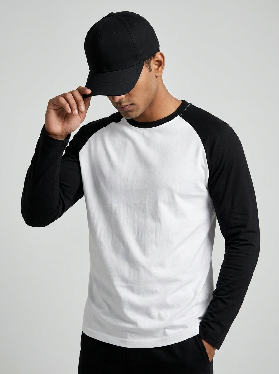 Black White Raglan T-Shirt