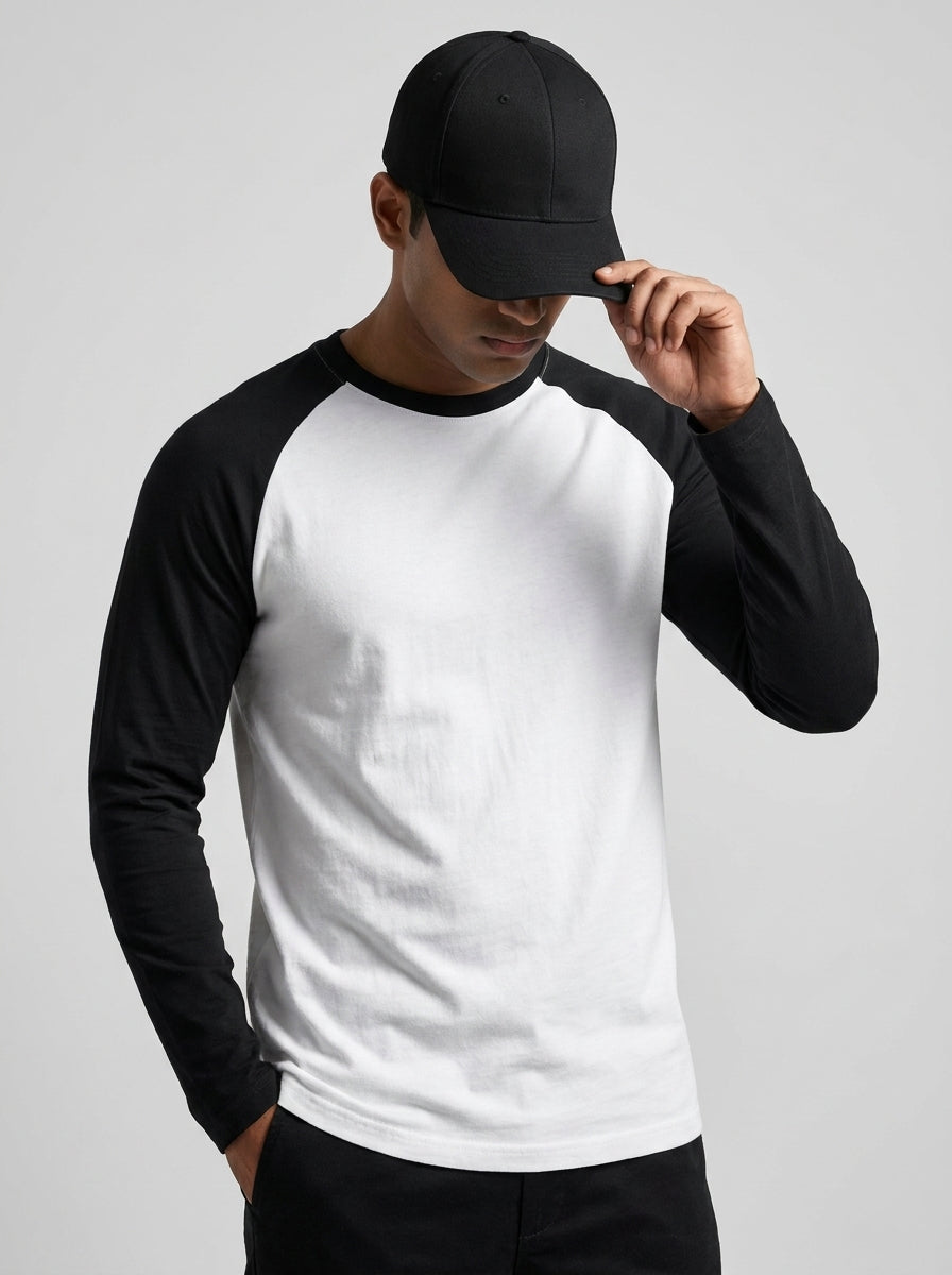 Black White Raglan T-Shirt