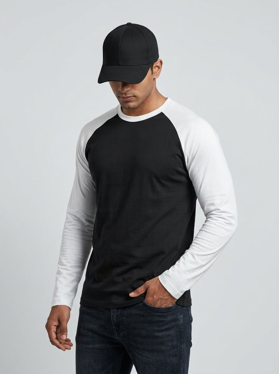 White Black Raglan T-Shirt