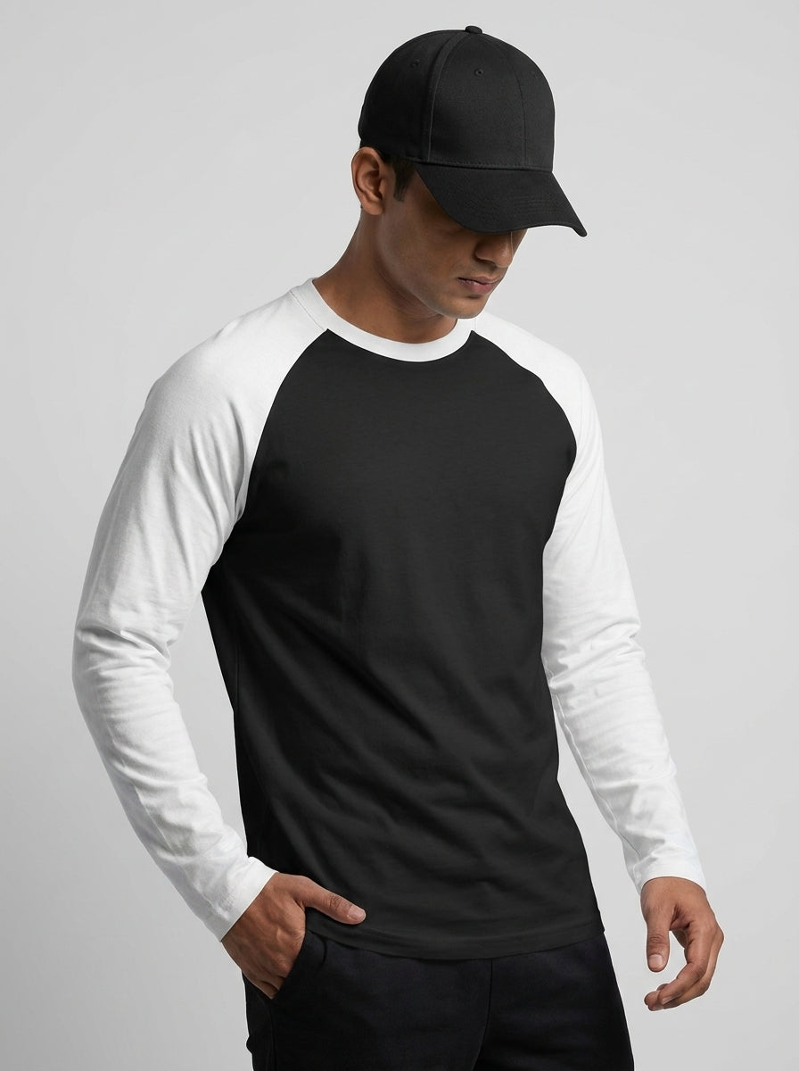 White Black Raglan T-Shirt
