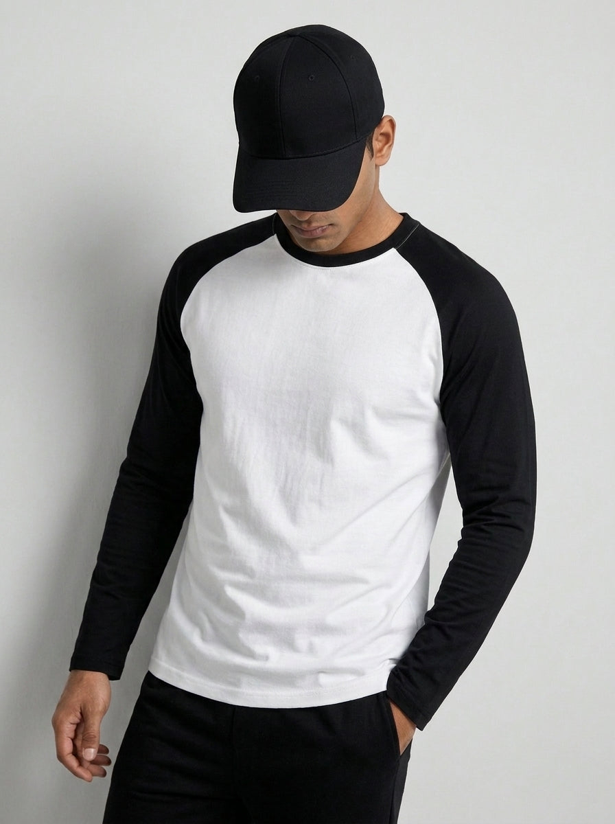 Black White Raglan T-Shirt
