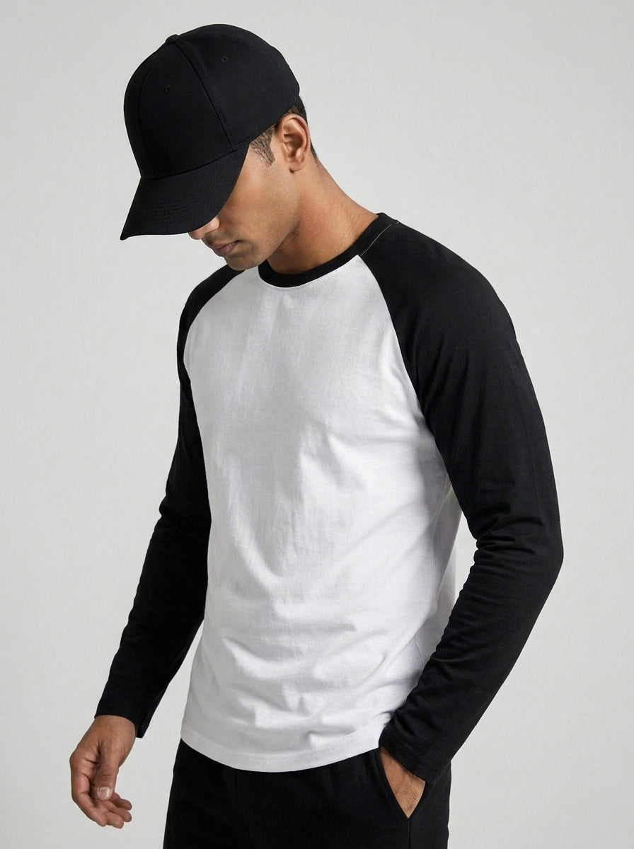 Black White Raglan T-Shirt