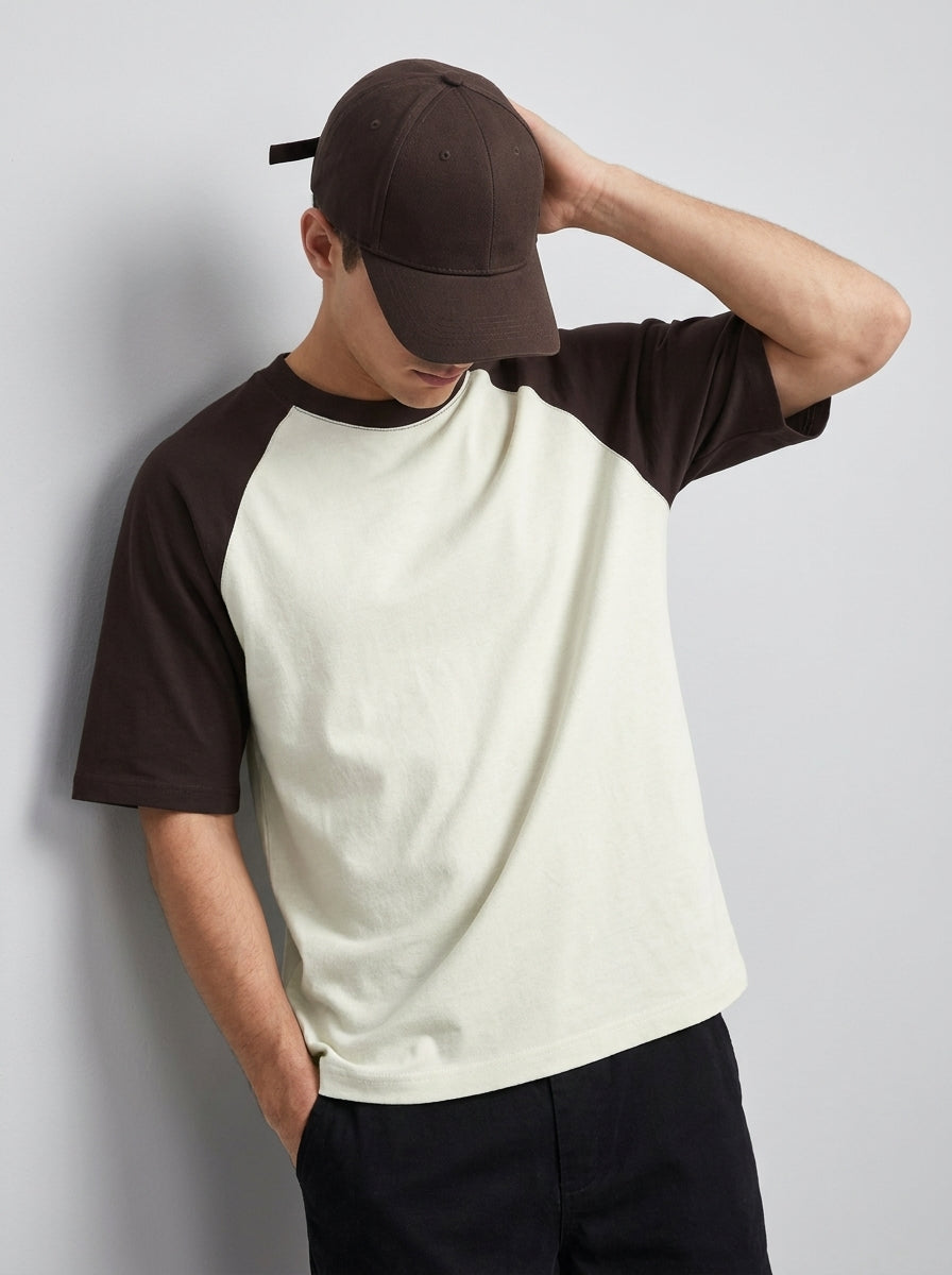 Coffee Brown off White Oversized Raglan