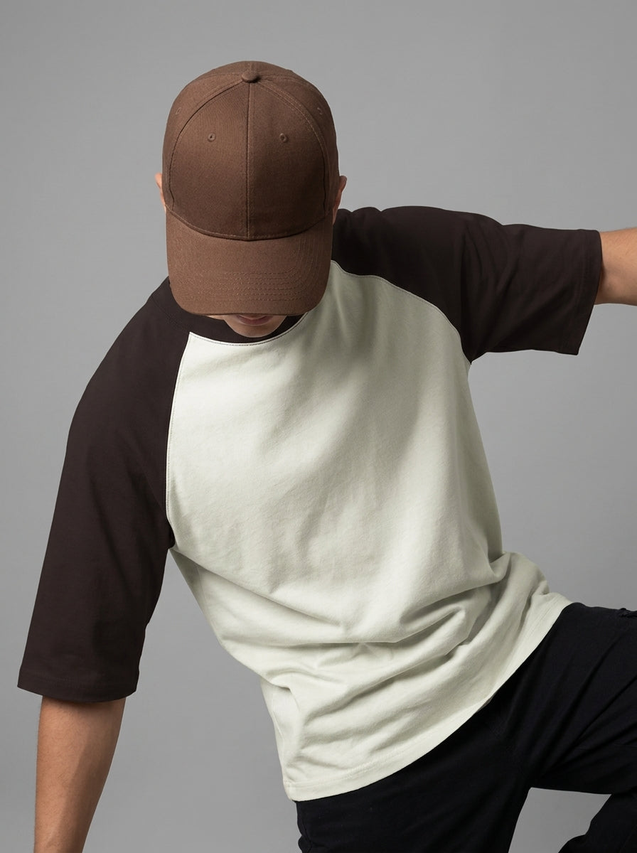 Coffee Brown off White Oversized Raglan