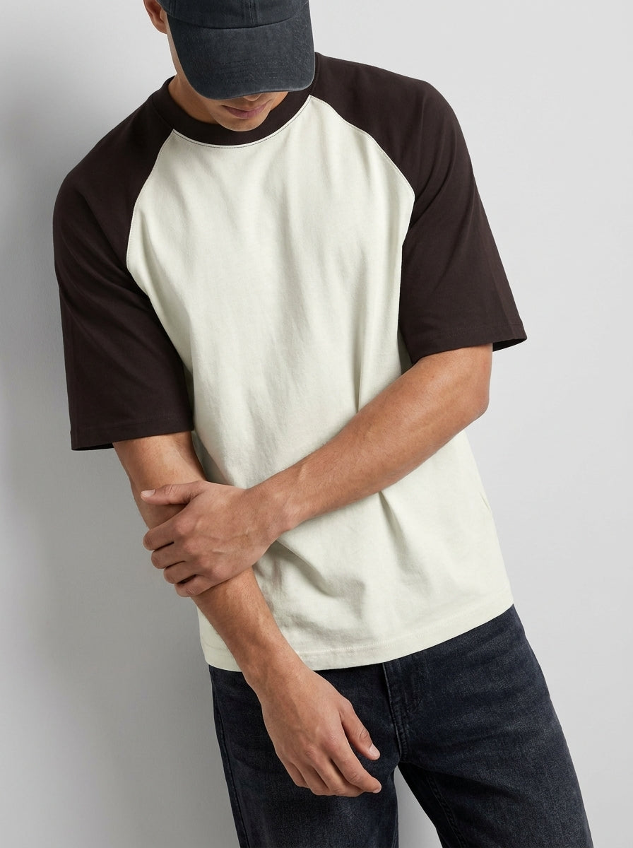 Coffee Brown off White Oversized Raglan