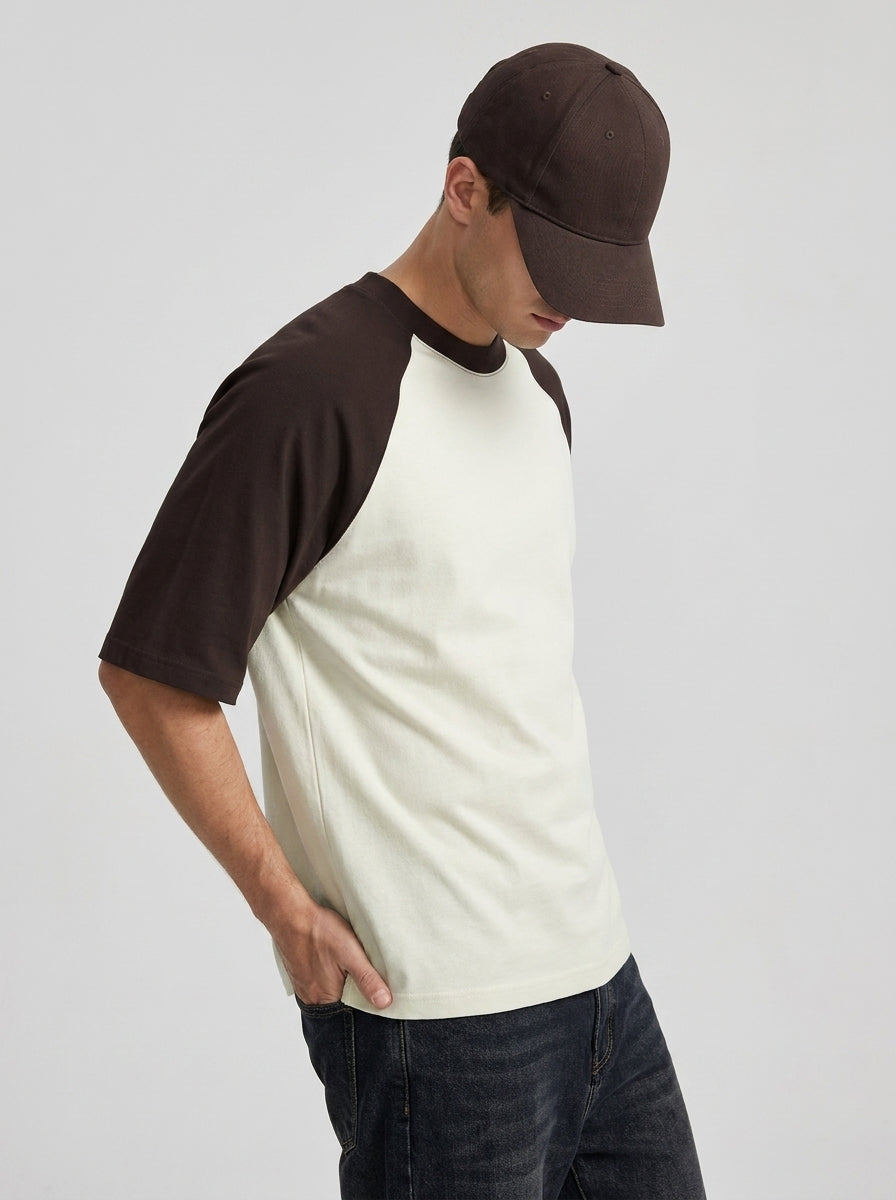Coffee Brown off White Oversized Raglan