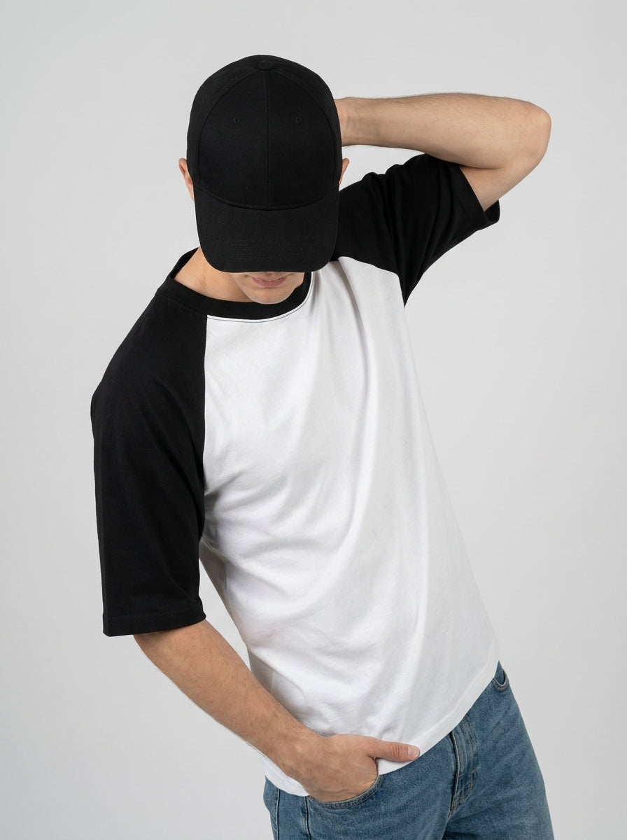 Black White Oversized Raglan