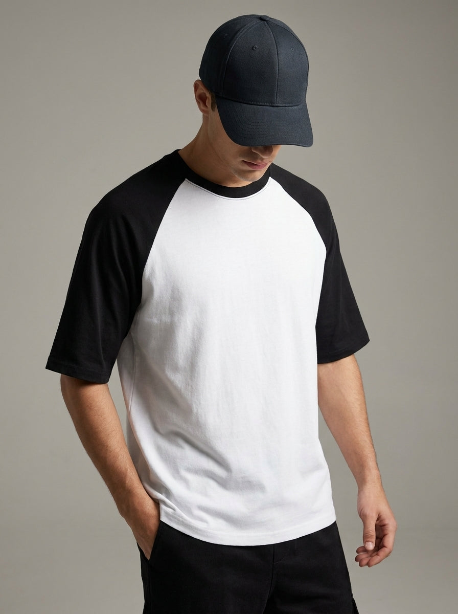 Black White Oversized Raglan